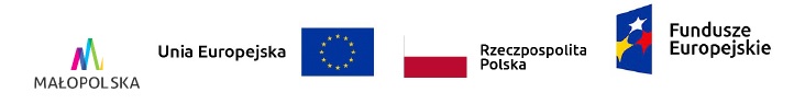 Logotypy: Małopolska, Unia Europejska, Rzeczpospolita Polska, Fundusze Europejskie