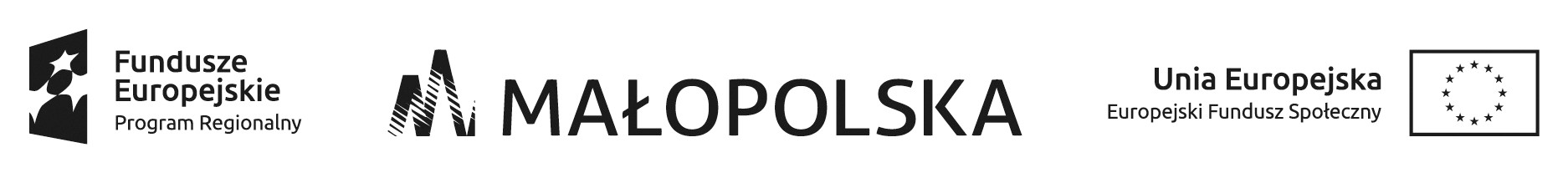 Logotypy: Fundusze Europejskie Program Regionalny, Małopolska, Unia Europejska Europejski Fundusz Społeczny