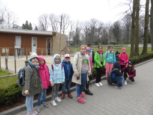 Zdjęcie grupowe dzieci, które były na wycieczce w zoo